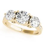 Three Stone Engagement Ring, Round Shape, in Yellow Gold - 82739