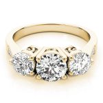 Three Stone Engagement Ring, Round Shape, in Yellow Gold - 82739