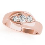 Three Stone Engagement Ring, Round Shape, in Rose Gold - 82741