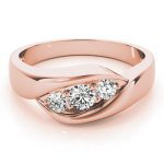 Three Stone Engagement Ring, Round Shape, in Rose Gold - 82741