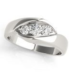 Three Stone Engagement Ring, Round Shape, in White Gold - 82741