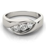 Three Stone Engagement Ring, Round Shape, in White Gold - 82741