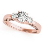 Three Stone Engagement Ring, Round Shape, in Rose Gold - 82743