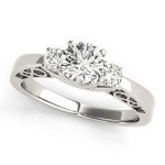 Three Stone Engagement Ring, Round Shape, in Platinum - 82743