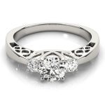 Three Stone Engagement Ring, Round Shape, in Platinum - 82743