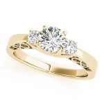 Three Stone Engagement Ring, Round Shape, in Yellow Gold - 82743