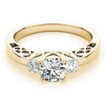 Three Stone Engagement Ring, Round Shape, in Yellow Gold - 82743