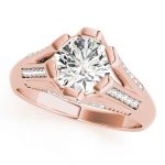 Multirow Engagement Ring, Side Stone Style, Round Shape, in Rose Gold - 82780