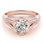 Multirow Engagement Ring, Side Stone Style, Round Shape, in Rose Gold - 82780