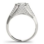 Multirow Engagement Ring, Side Stone Style, Round Shape, in White Gold - 82780