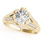 Multirow Engagement Ring, Side Stone Style, Round Shape, in Yellow Gold - 82780