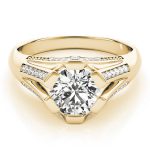 Multirow Engagement Ring, Side Stone Style, Round Shape, in Yellow Gold - 82780