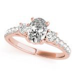 Three Stone Engagement Ring, Oval Shape, in Rose Gold - 82941