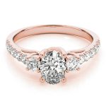 Three Stone Engagement Ring, Oval Shape, in Rose Gold - 82941