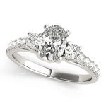 Three Stone Engagement Ring, Oval Shape, in Sterling Silver - 82941