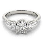 Three Stone Engagement Ring, Oval Shape, in Sterling Silver - 82941