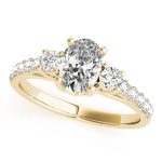 Three Stone Engagement Ring, Oval Shape, in Yellow Gold - 82941