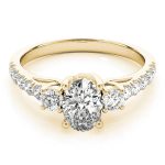 Three Stone Engagement Ring, Oval Shape, in Yellow Gold - 82941