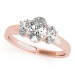 Three Stone Engagement Ring, Oval Shape, in Rose Gold - 82943