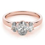 Three Stone Engagement Ring, Oval Shape, in Rose Gold - 82943