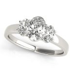 Three Stone Engagement Ring, Oval Shape, in White Gold - 82943