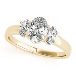 Three Stone Engagement Ring, Oval Shape, in Yellow Gold - 82943