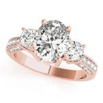 Three Stone Engagement Ring, Oval Shape, in Rose Gold - 82944