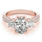 Three Stone Engagement Ring, Oval Shape, in Rose Gold - 82944