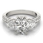 Three Stone Engagement Ring, Oval Shape, in Platinum - 82944