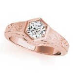 Antique Engagement Ring, Vintage Style, Round Shape, in Rose Gold - 82968