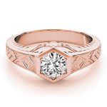 Antique Engagement Ring, Vintage Style, Round Shape, in Rose Gold - 82968