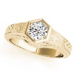 Antique Engagement Ring, Vintage Style, Round Shape, in Yellow Gold - 82968