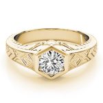 Antique Engagement Ring, Vintage Style, Round Shape, in Yellow Gold - 82968