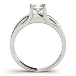 Channel Set Engagement Ring, Side Stone Style, Square Shape, in Sterling Silver - 83199