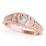 Antique Engagement Ring, Vintage Style, Round Shape, in Rose Gold - 83292