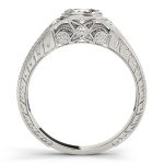 Antique Engagement Ring, Vintage Style, Round Shape, in White Gold - 83292