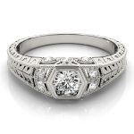 Antique Engagement Ring, Vintage Style, Round Shape, in Sterling Silver - 83292