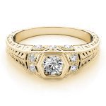 Antique Engagement Ring, Vintage Style, Round Shape, in Yellow Gold - 83292