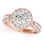 Halo Engagement Ring, Round Shape, in Rose Gold - 83315