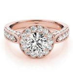 Halo Engagement Ring, Round Shape, in Rose Gold - 83315