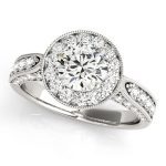 Halo Engagement Ring, Round Shape, in Sterling Silver - 83315