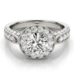 Halo Engagement Ring, Round Shape, in Sterling Silver - 83315