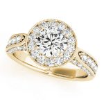 Halo Engagement Ring, Round Shape, in Yellow Gold - 83315