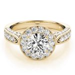 Halo Engagement Ring, Round Shape, in Yellow Gold - 83315