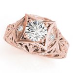 Antique Engagement Ring, Vintage Style, Round Shape, in Rose Gold - 83320