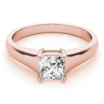 Solitaire Engagement Ring, Square Shape, in Rose Gold - 83375