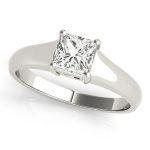 Solitaire Engagement Ring, Square Shape, in White Gold - 83375