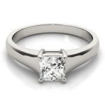 Solitaire Engagement Ring, Square Shape, in Sterling Silver - 83375