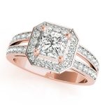 Halo Engagement Ring, Square Shape, in Rose Gold - 83386