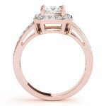 Halo Engagement Ring, Square Shape, in Rose Gold - 83386